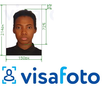 सटीक आकार विनिर्देश के साथ गिनी Conakry paf.gov.gn के लिए ई-वीजा के लिए तस्वीर का उदाहरण