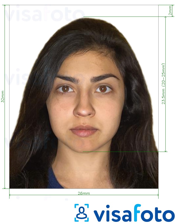 सटीक आकार विनिर्देश के साथ ग्वाटेमाला पासपोर्ट 2.6x3.2 सेमी के लिए तस्वीर का उदाहरण