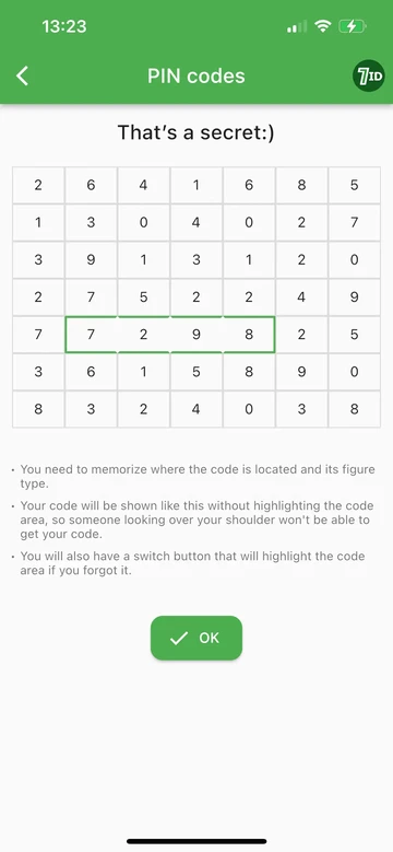 7ID: Förvara dina PIN-koder och koder säkert