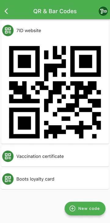 Приложение 7ID: Съхранявайте вашите QR кодове на едно място