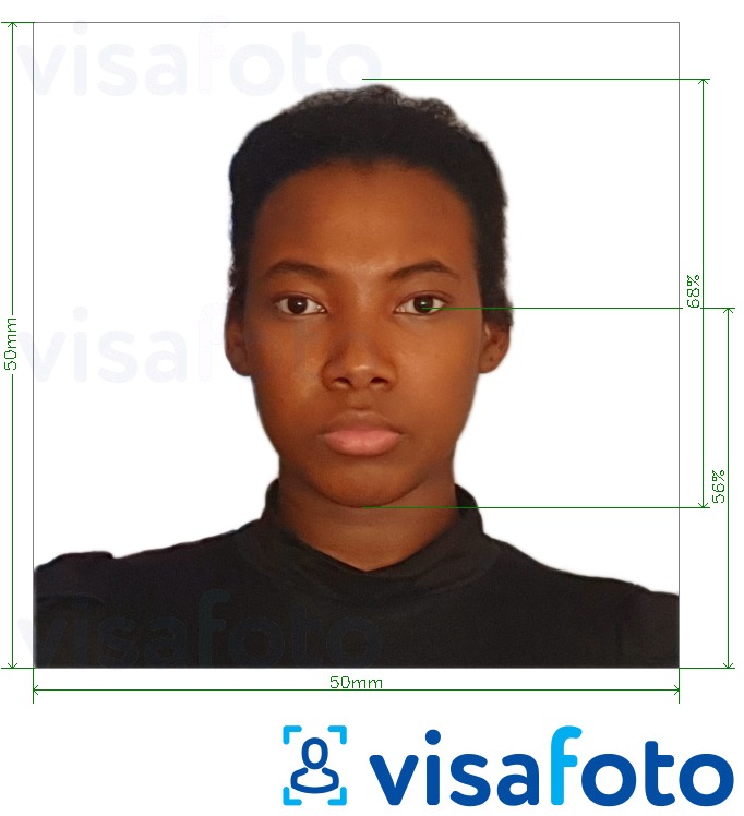 सटीक आकार विनिर्देश के साथ बारबाडोस पासपोर्ट 5x5 सेमी के लिए तस्वीर का उदाहरण