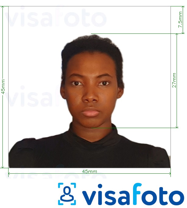 सटीक आकार विनिर्देश के साथ क्यूबा पर्यटक कार्ड 45x45 मिमी के लिए तस्वीर का उदाहरण