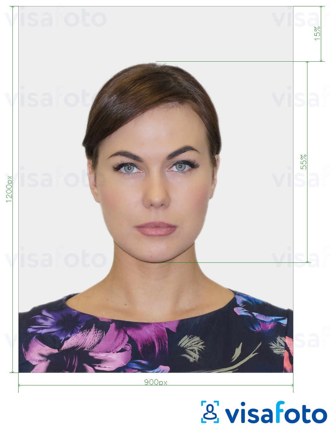 सटीक आकार विनिर्देश के साथ यूके बीएनओ पासपोर्ट के लिए तस्वीर का उदाहरण
