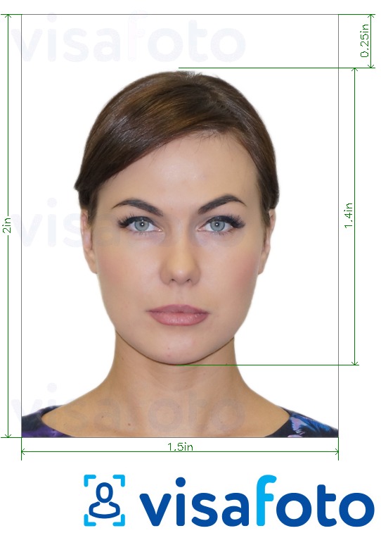 सटीक आकार विनिर्देश के साथ ग्रेनेडा पासपोर्ट 1.5x2 इंच के लिए तस्वीर का उदाहरण