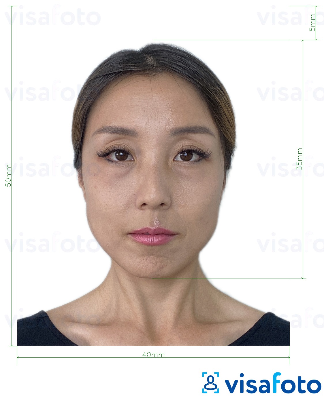 सटीक आकार विनिर्देश के साथ हांगकांग पासपोर्ट 40x50 मिमी (4x5 सेमी) के लिए तस्वीर का उदाहरण