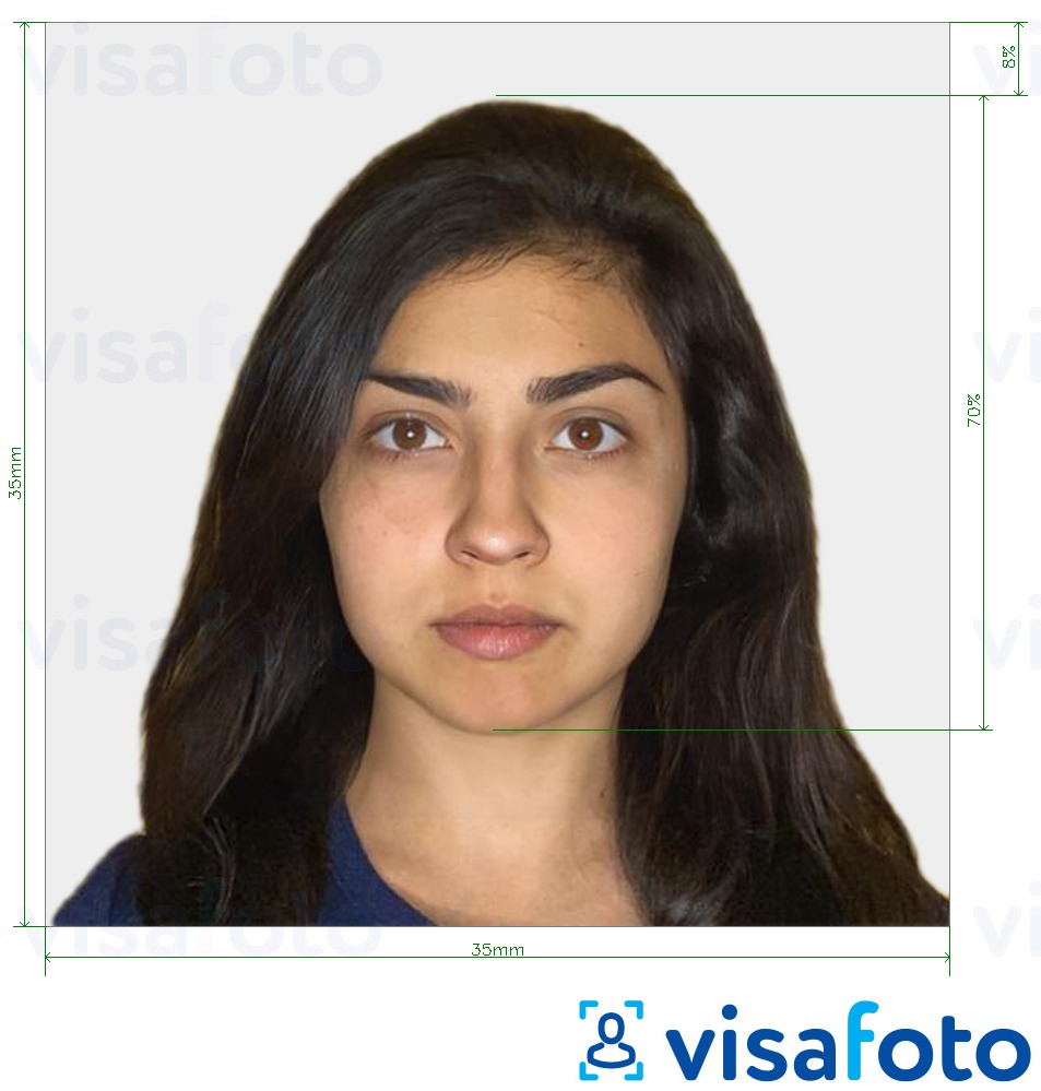 सटीक आकार विनिर्देश के साथ भारत का पासपोर्ट 35x35 मिमी के लिए तस्वीर का उदाहरण