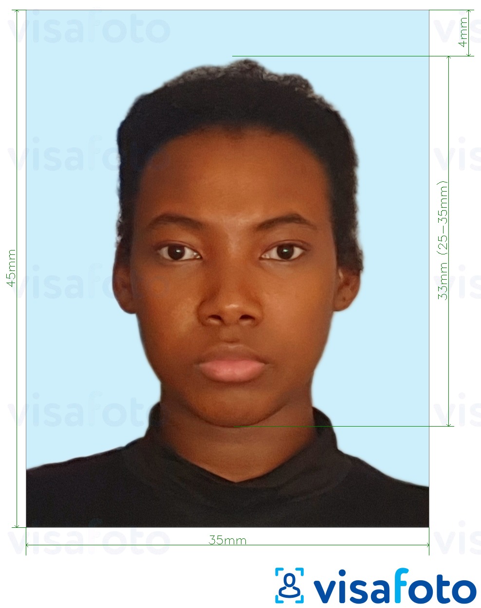 सटीक आकार विनिर्देश के साथ जमैका पासपोर्ट 35x45 मिमी पीला नीली पृष्ठभूमि के लिए तस्वीर का उदाहरण