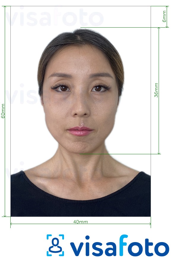 सटीक आकार विनिर्देश के साथ लाओस पासपोर्ट 4x6 सेमी के लिए तस्वीर का उदाहरण