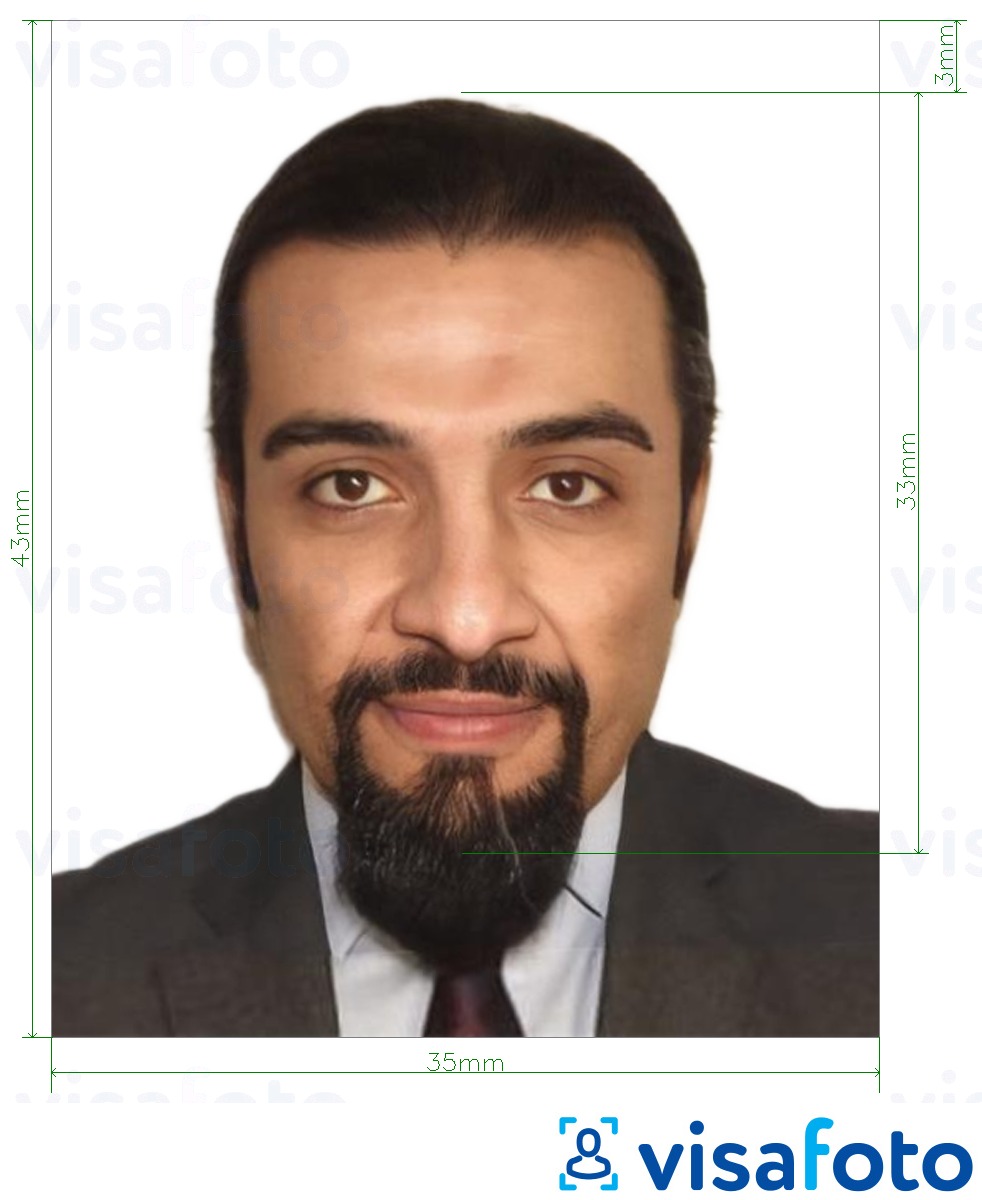 सटीक आकार विनिर्देश के साथ लेबनान पासपोर्ट 35x43 मिमी के लिए तस्वीर का उदाहरण