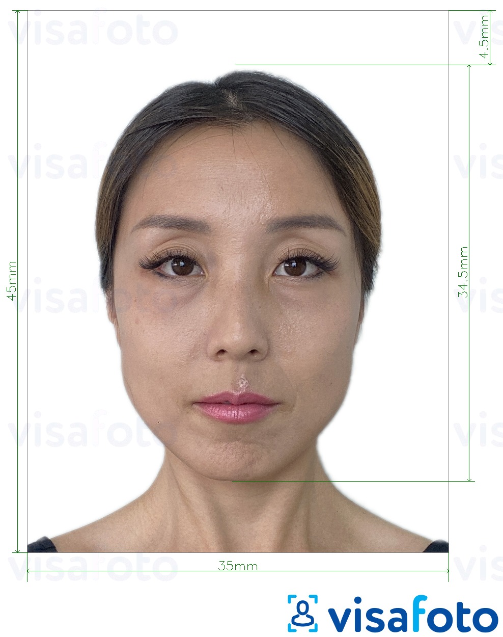 सटीक आकार विनिर्देश के साथ म्यांमार पासपोर्ट 35x45 मिमी के लिए तस्वीर का उदाहरण