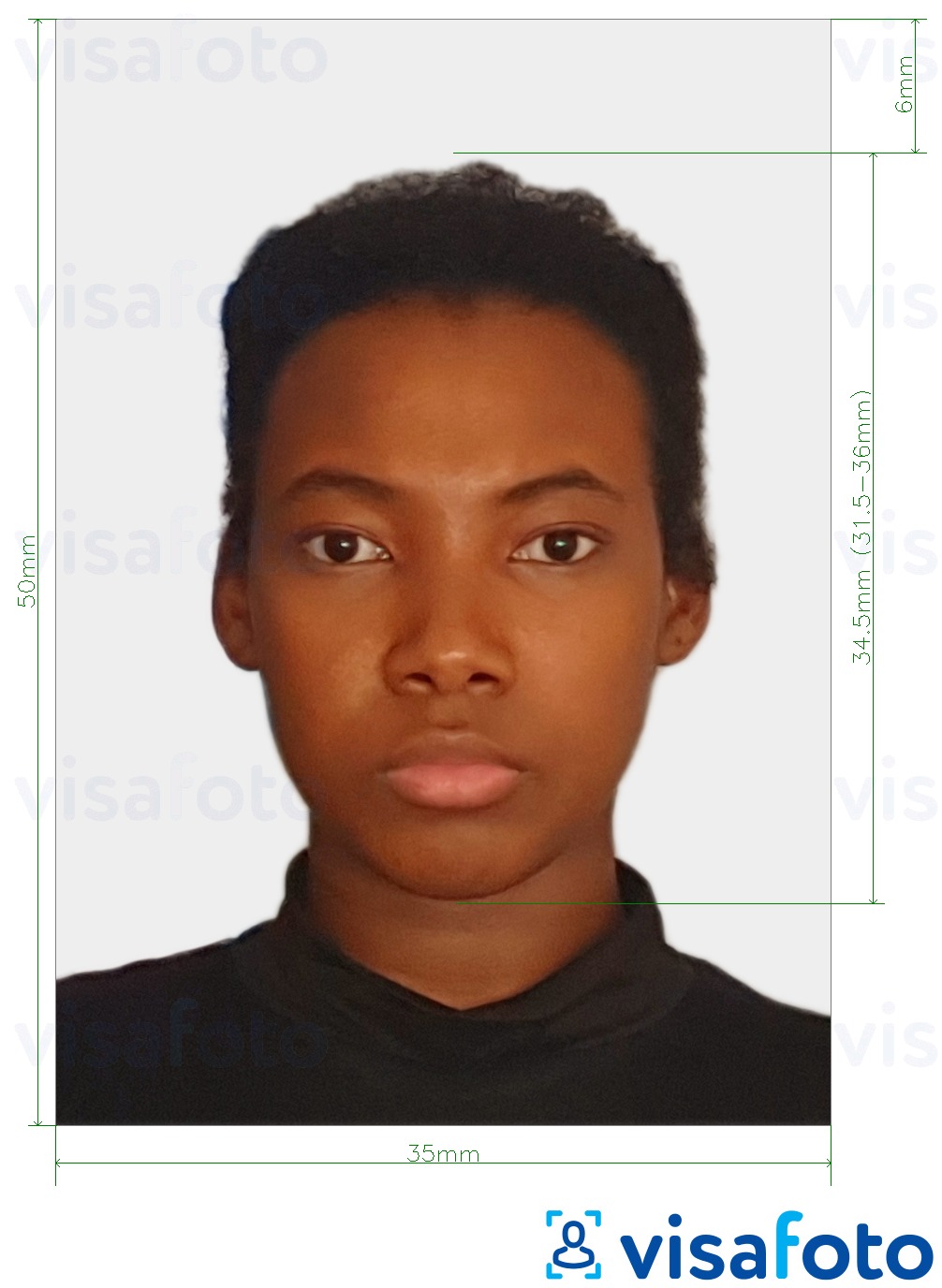 सटीक आकार विनिर्देश के साथ सूरीनाम पासपोर्ट 50x35 मिमी के लिए तस्वीर का उदाहरण