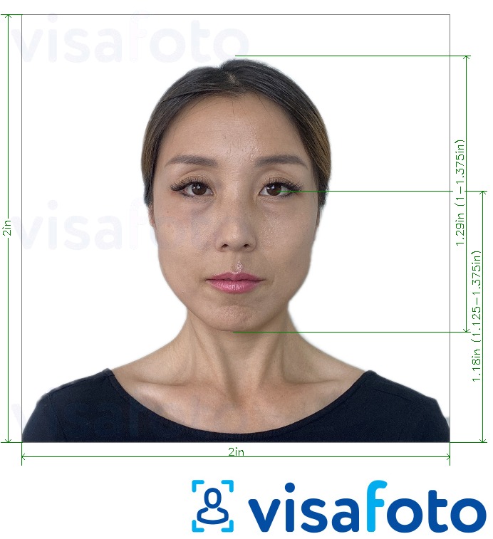 सटीक आकार विनिर्देश के साथ ताइवान पासपोर्ट 2x2 इंच (यूएस से लागू) के लिए तस्वीर का उदाहरण