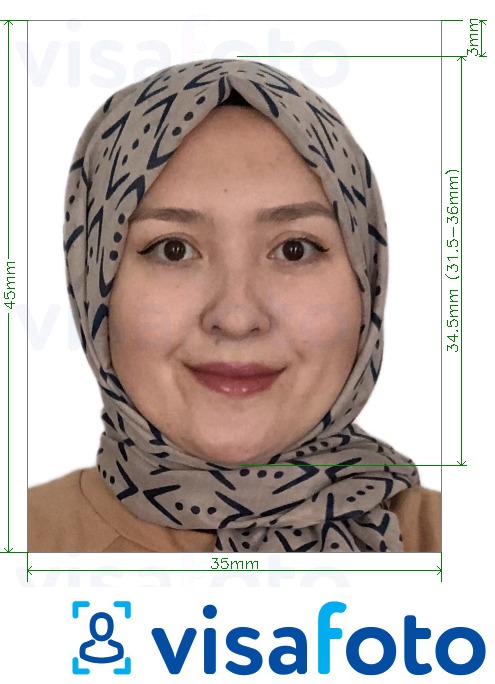 सटीक आकार विनिर्देश के साथ उज्बेकिस्तान पासपोर्ट 35x45 मिमी के लिए तस्वीर का उदाहरण